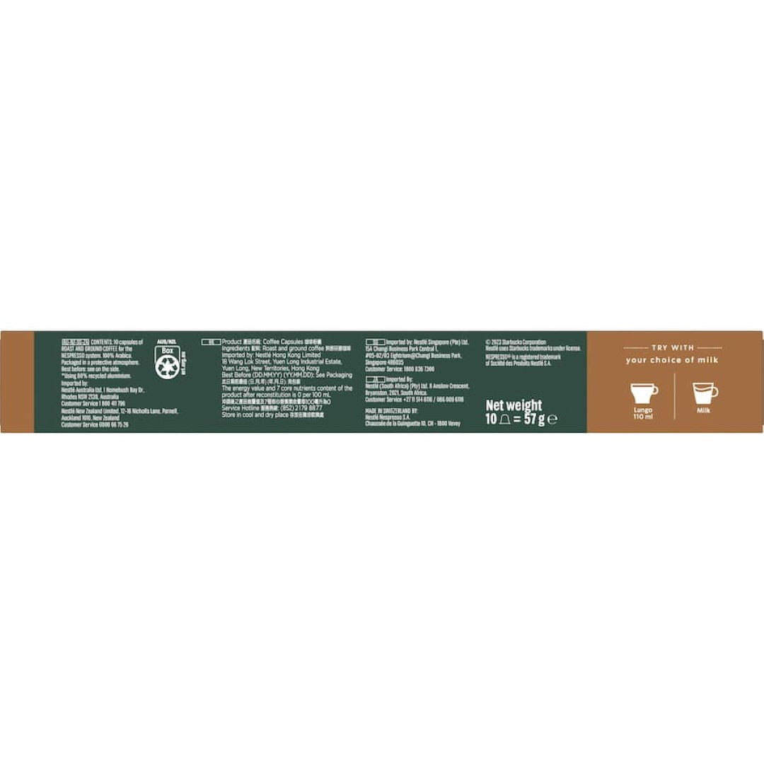 Starbucks By Nespresso Coffee Pods House Blend Lungo 10 pack 57g
