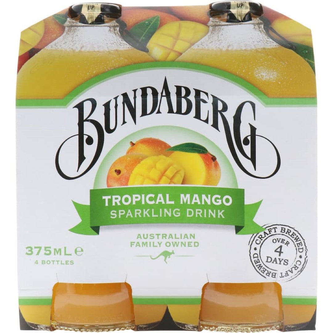 Bundaberg Soft Drink Tropical Mango 375ml bottles 4pack