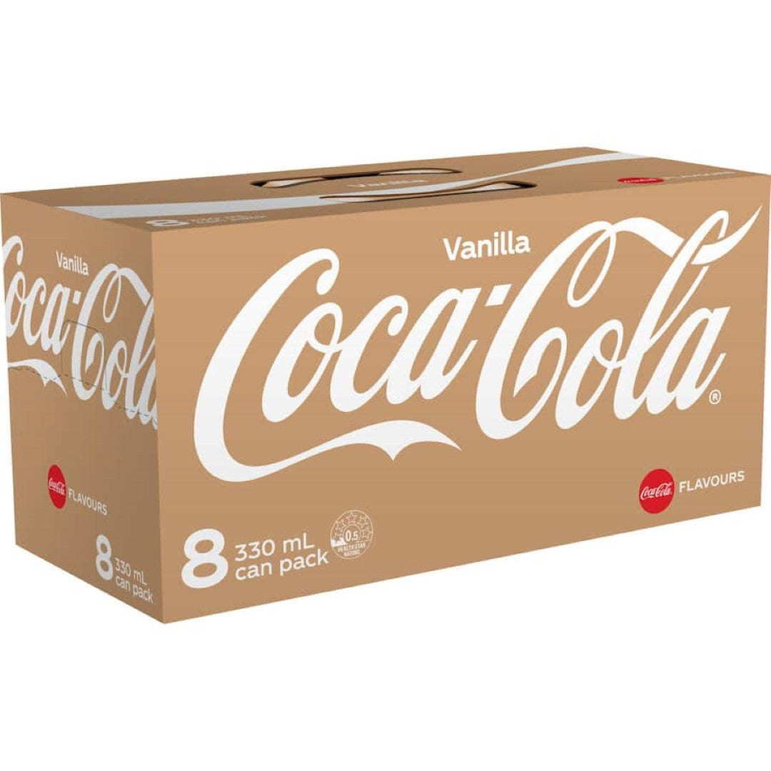Coca Cola Soft Drink Vanilla 330ml cans 8pack