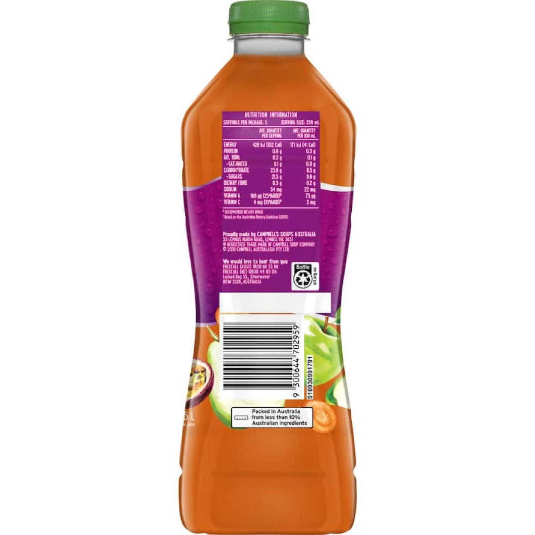 V8 Fruit Juice Tropical Fusion features a vibrant blend of pineapple, mango, and passionfruit for a refreshing, nutritious beverage.