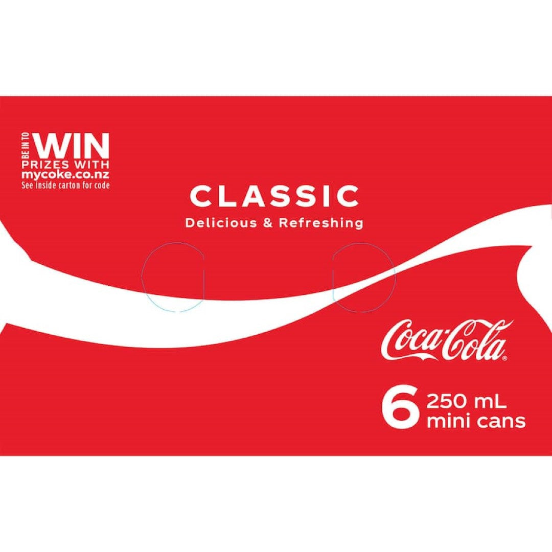 Coca Cola Soft Drink Mini 250ml cans 6pack