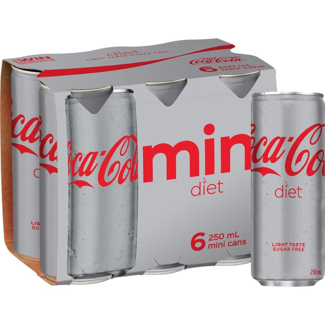 Coca Cola Soft Drink Diet 250ml cans 6pack