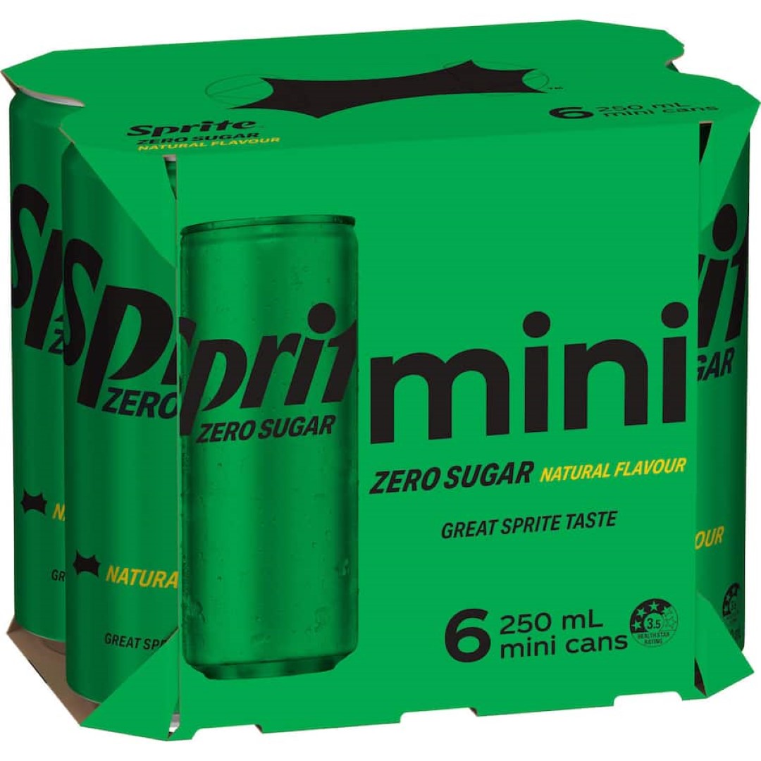 Sprite Lemonade Lemon Lime Zero Sugar 250ml cans 6pack