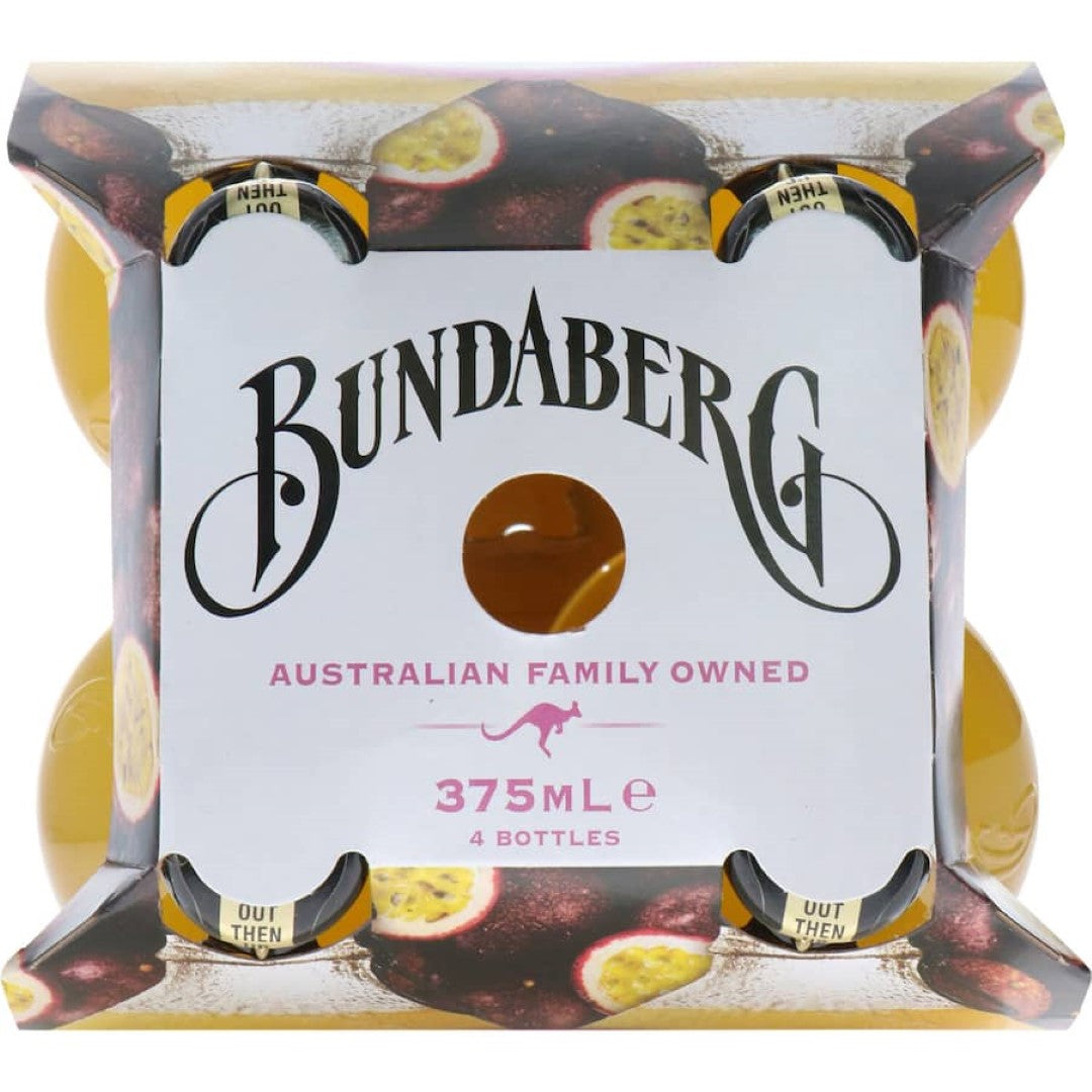 Bundaberg Soft Drink Sparkling Passionfruit 375ml bottles 4pack