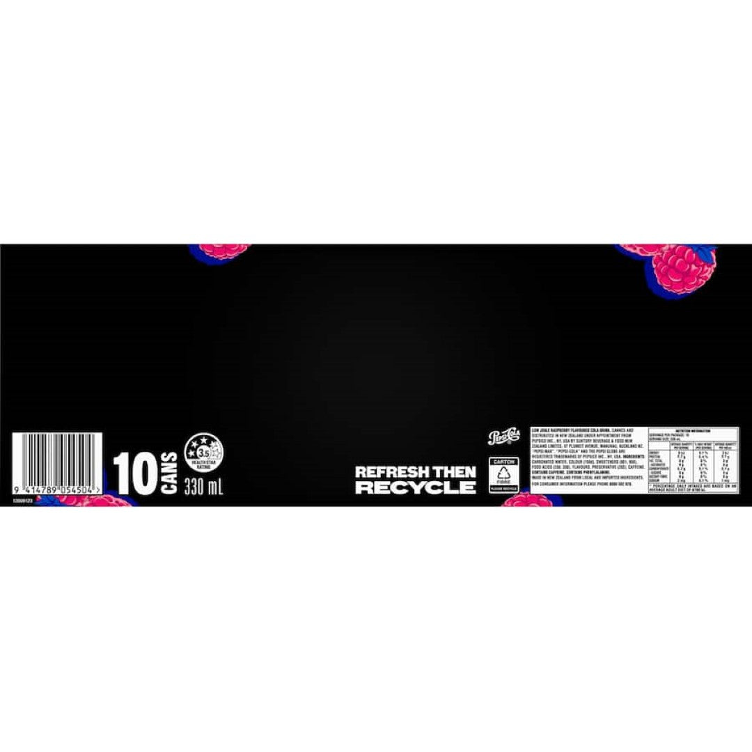 Pepsi Max Soft Drink Raspberry 10pack