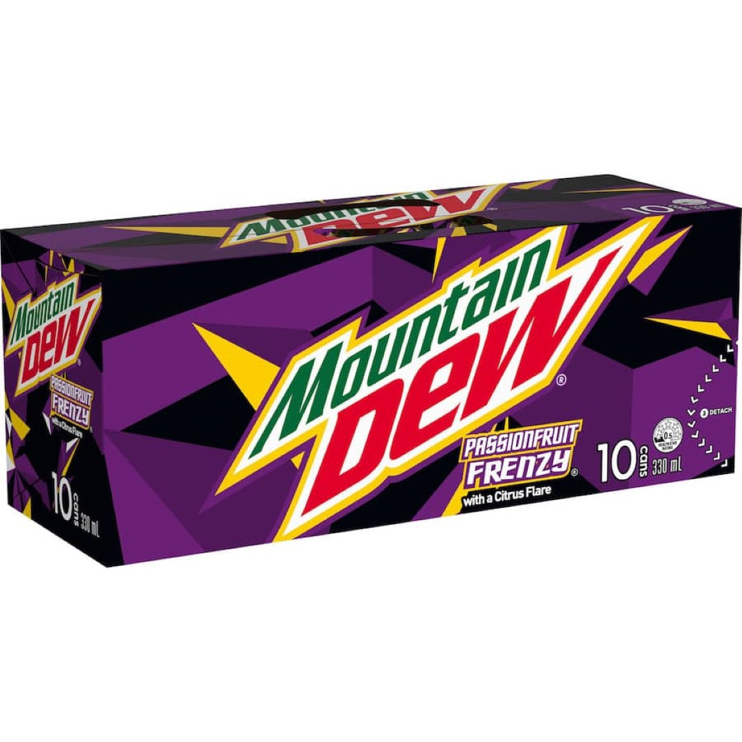 Mountain Dew Soft Drink Passionfruit Frenzy 10pack