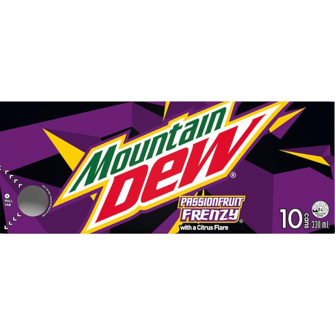 Mountain Dew Soft Drink Passionfruit Frenzy 10pack
