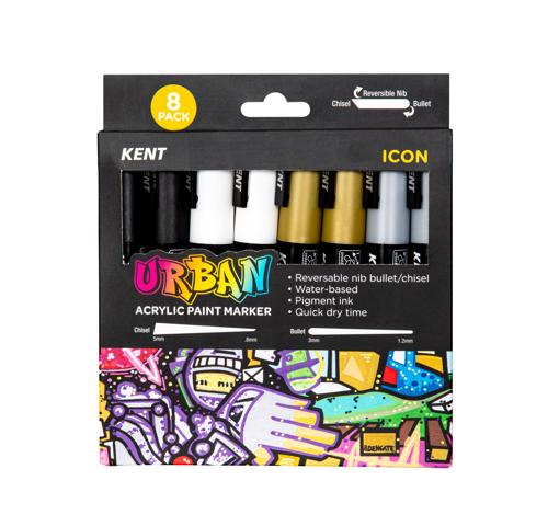 Kent Urban Acrylic Paint Marker Sets Medium - Icon Pack 8