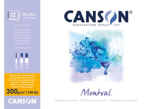 Canson Montval Watercolour Pads - 300gsm A3 12sht Cold Pressed