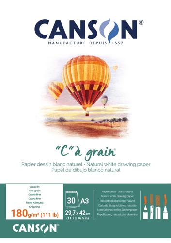Canson "C"A Grain Pad - A4 180gsm 30sht Natural White