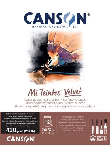 Canson Mi-Teintes Velvet Pads - Charcoal Black 24 X 32cm