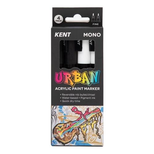 Kent Urban Acrylic Paint Marker Sets Fine - Mono Pack 4