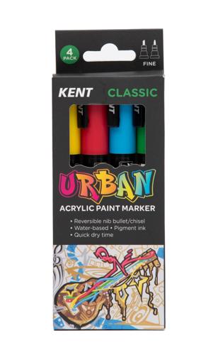 Kent Urban Acrylic Paint Marker Sets Fine - Classic Pack 4