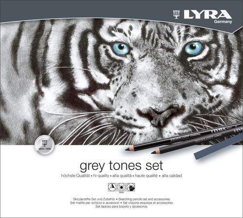 Lyra Pencils And Pastels Grey Tones Set - Grey Tones Set