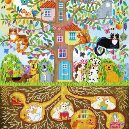 Diamond Dotz Diamond Kit - Tree House Family 77x57cm
