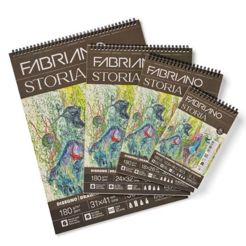 Fabriano Storia Spiral Pads - 180gsm 31x41cm 30 Sheets