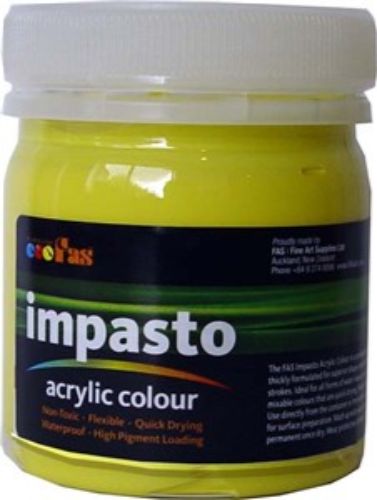 Fas Impasto Acrylic 120ml in vibrant lemon yellow, ideal for textured artwork with excellent lightfast and waterproof properties.