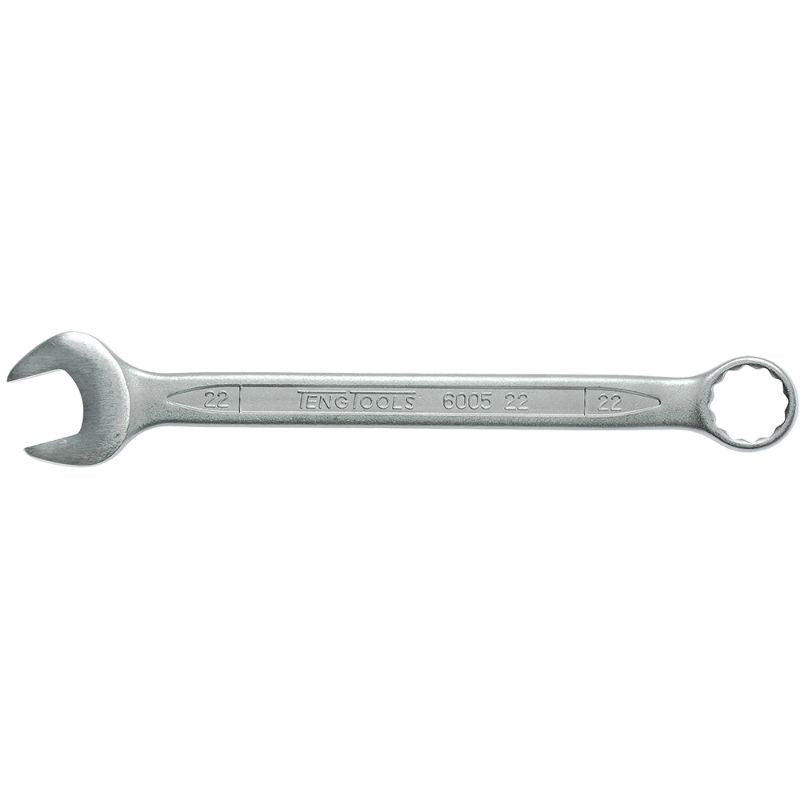 22mm Teng combination spanner with polished heads, hip grip ends, and 12-point angled ring for efficient fastening.