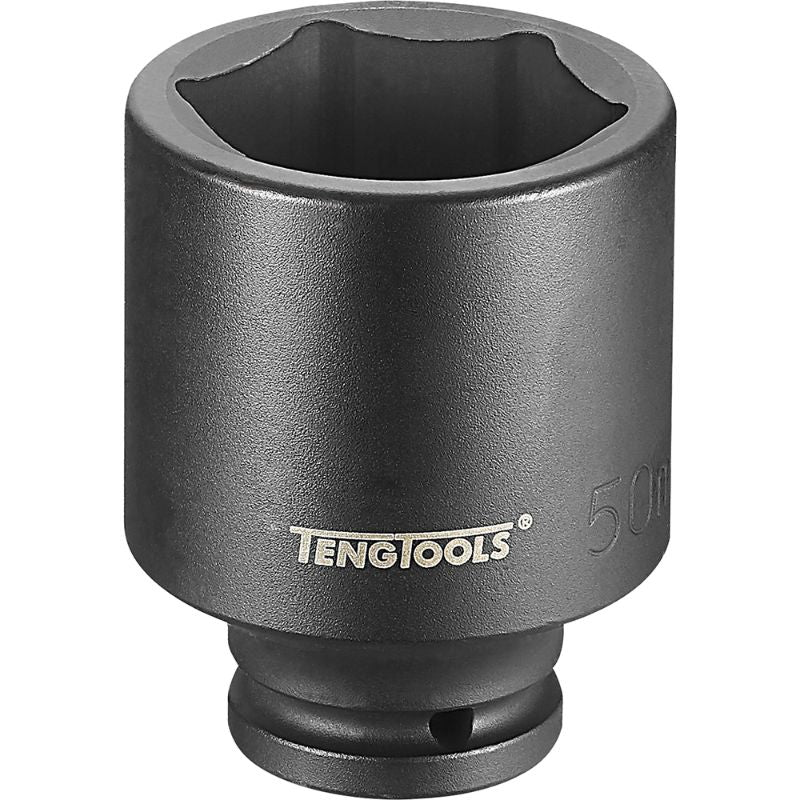 Teng 3/4in Drive Deep Impact Socket 50mm, durable Chrome-Molybdenum, 6-point grip, ideal for heavy-duty tasks.