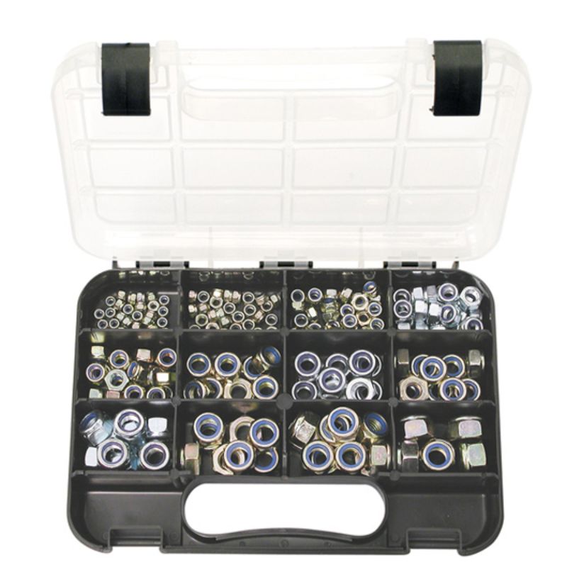 195-piece Champion GJ Grab Kit featuring self-lock nuts in M4 to M14 sizes, zinc passivated for corrosion resistance.