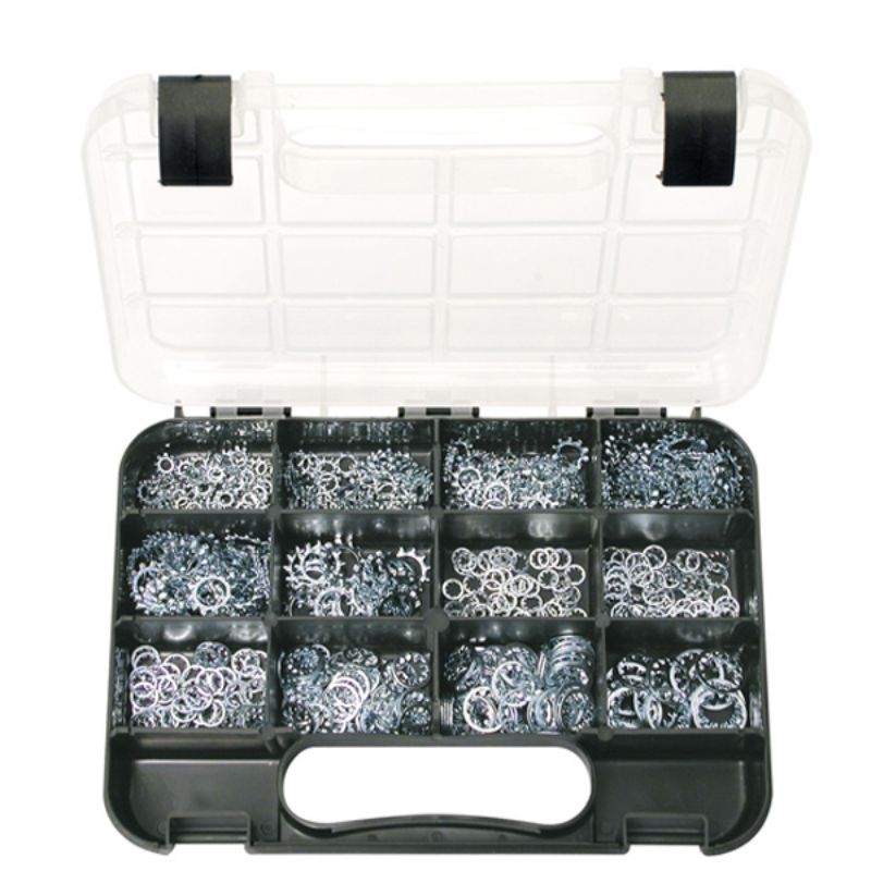 Champion GJ Grab Kit with 540 zinc-plated star washers in 12 sizes, ideal for automotive and DIY projects.
