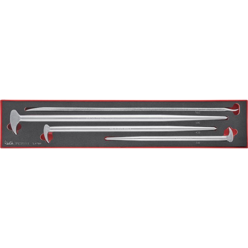 Teng 4pc Roll/Heel Bar Set w/Tyre Lever - TEX-Tray