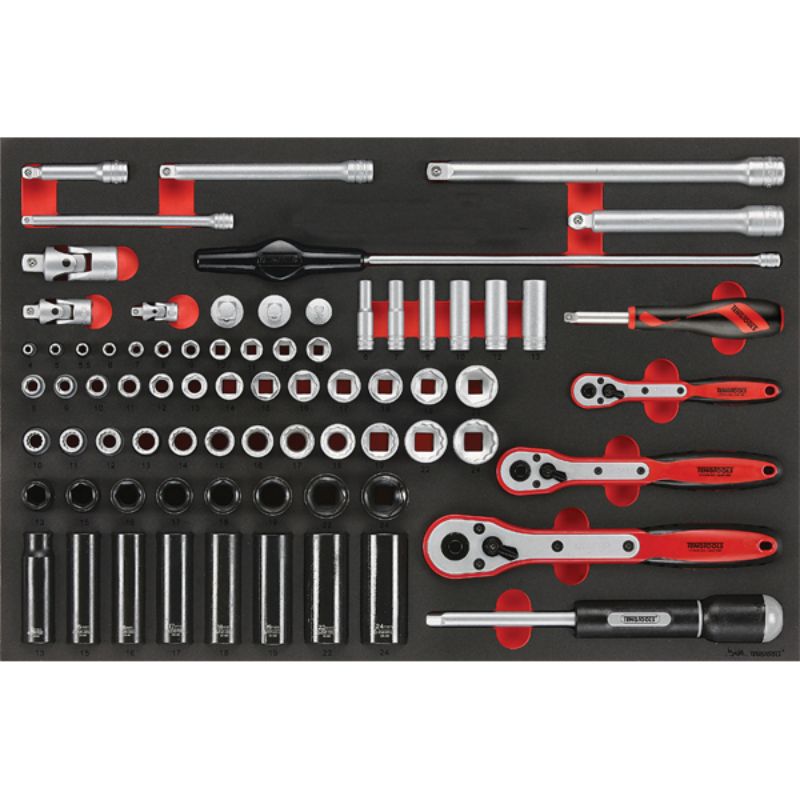 Teng 77pc 1/4,3/8 & 1/2in Dr. Metric Skt & Acc Set (EVA)
