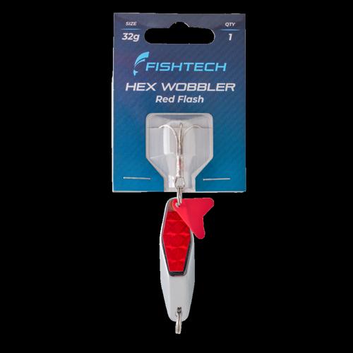 Hex Wobbler Metal Fishing Lure Fishtech 32g Red Flash