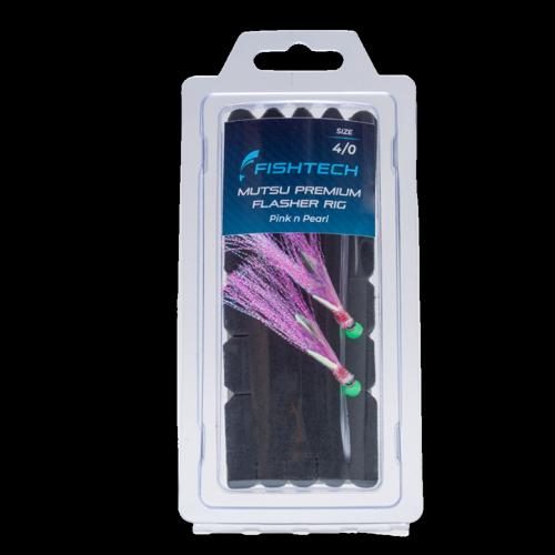 Mutsu Flasher Fishing Rig Fishtech Premium 4/0 Pink n Pearl