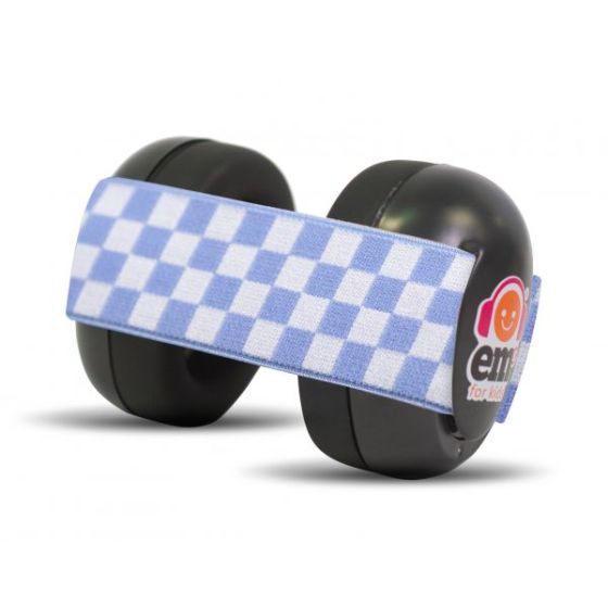 Baby Earmuffs - Black/Blue Checkered - Em's 4 Kids