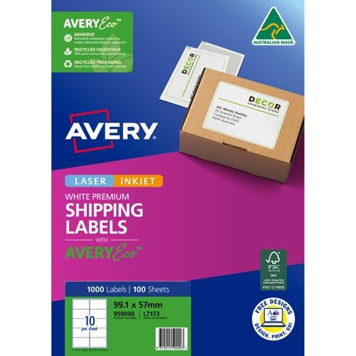 Avery Premium Shipping Labels with AveryEco L7173 10up 100 Sheets