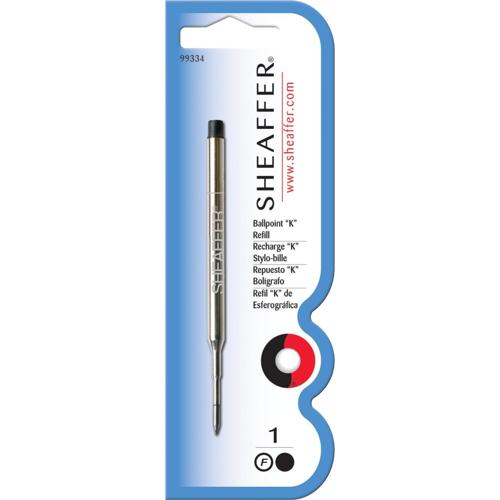 SHEAFFER BALLPOINT REFILL "K" STYLE - BLACK FINE - BLISTER CARD