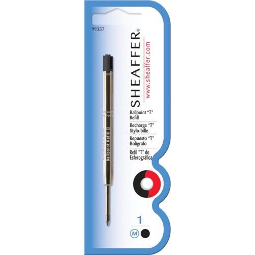 SHEAFFER BALLPOINT REFILL "T" STYLE - BLACK MEDIUM BLISTER CARD