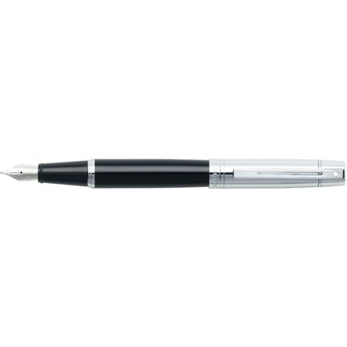 SHEAFFER 100 9313 GLOSSY BLACK FOUNTAIN PEN WITH CHROME CAP AND CHROME TRIM