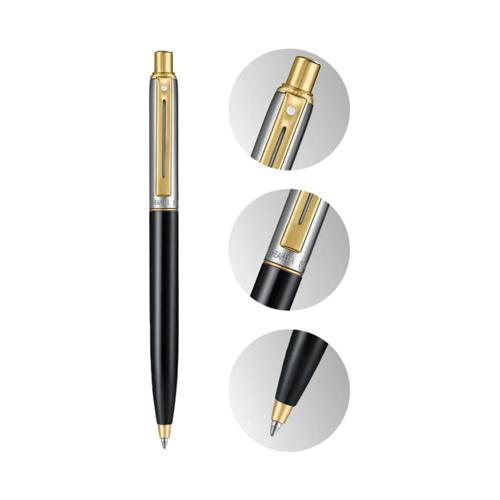 SHEAFFER SENTINEL GLOSS BLACK/CHRM CAP GOLD TRIM BALLPOINT PEN