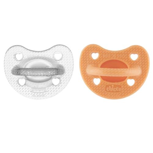 CHICCO SOOTHER:PH SOFT LUXE SIL 6-16M 2PC OR-TR