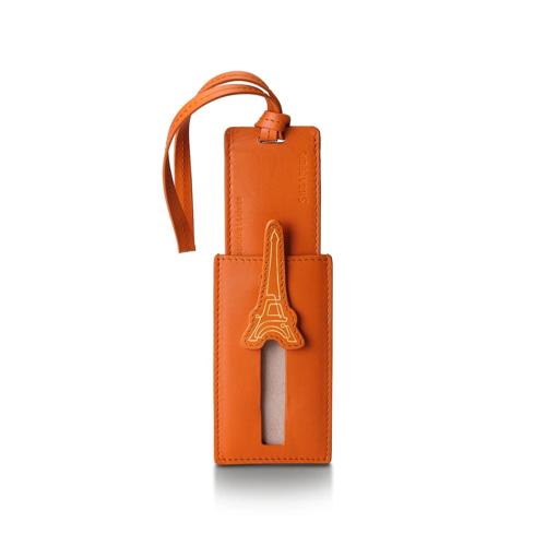 SHEAFFER EMILY IN PARIS FULL-GRAIN LEATHER LUGGAGE TAG - ORANGE