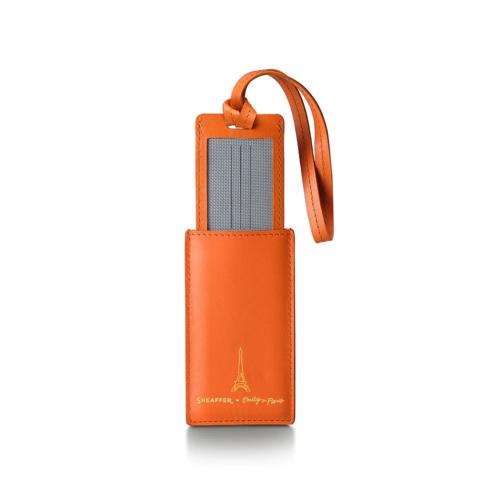 SHEAFFER EMILY IN PARIS FULL-GRAIN LEATHER LUGGAGE TAG - ORANGE