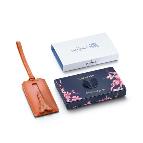 SHEAFFER EMILY IN PARIS FULL-GRAIN LEATHER LUGGAGE TAG - ORANGE