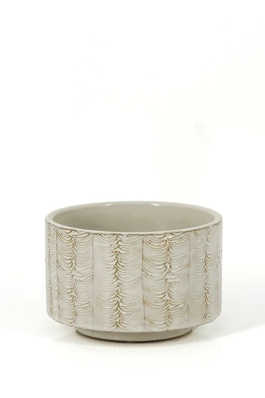 Ceramic - Glazed 'Feather' Series Ceramic Vase - Ivory - Set of 12