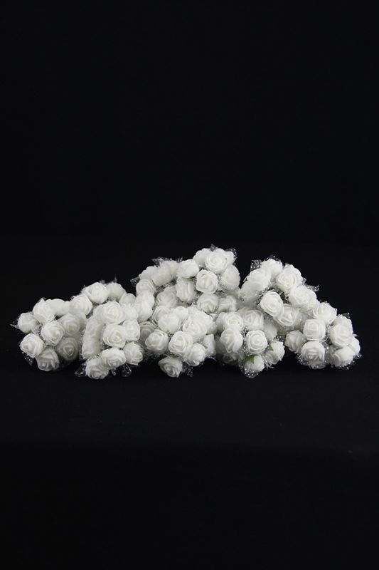 Mini Foam Rose Heads - 144pcs - White