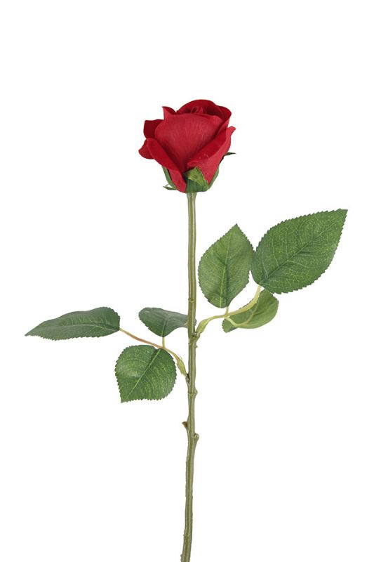 Artificial Single Flocked Rose - White - Set of 12