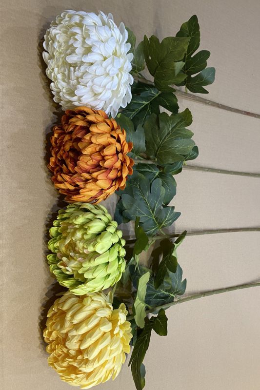Artificial Grandiflorum Chrysanthemum - White - Set of 6