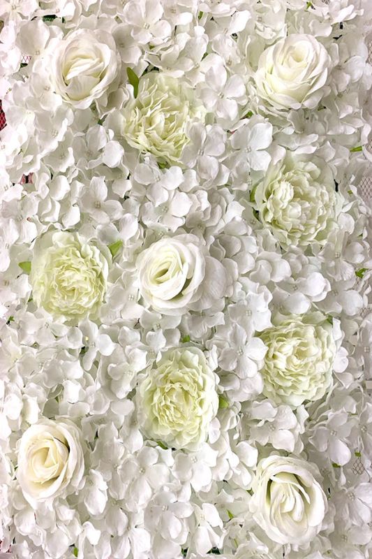 Hydrangea / Rose Flower Wall Panel White - White