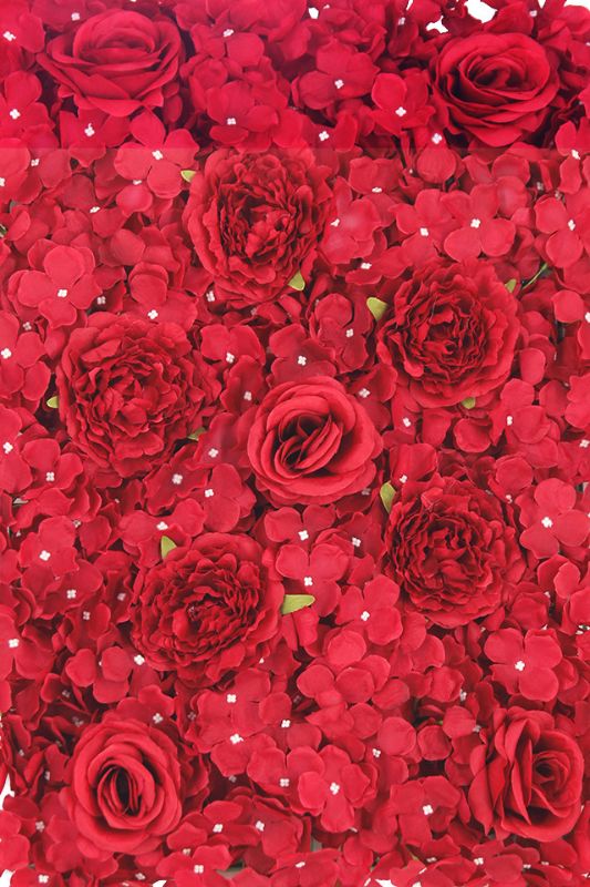 Hydrangea / Rose Flower Wall Panel Red - Red