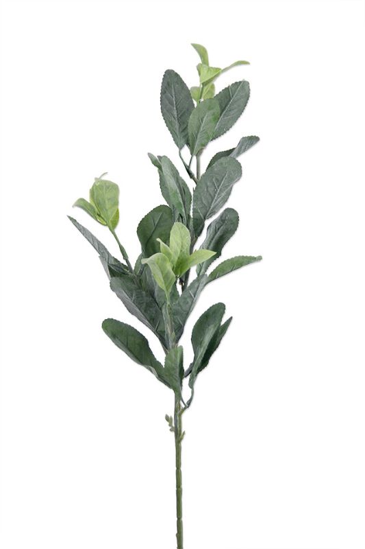 Lush set of 6 artificial sage green leaf sprays with a dusty texture, ideal for elegant decor and floral arrangements.