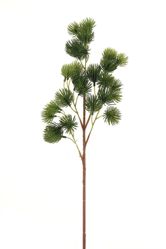 Set of 6 mid green artificial pine sprays, each 50cm long, featuring 30 realistic pine heads for festive or rustic decor.