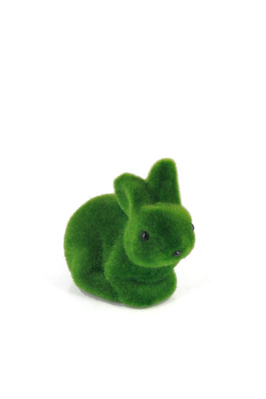 Set of 4 mid-green artificial moss bunnies, perfect for Easter decor and whimsical woodland-themed arrangements.