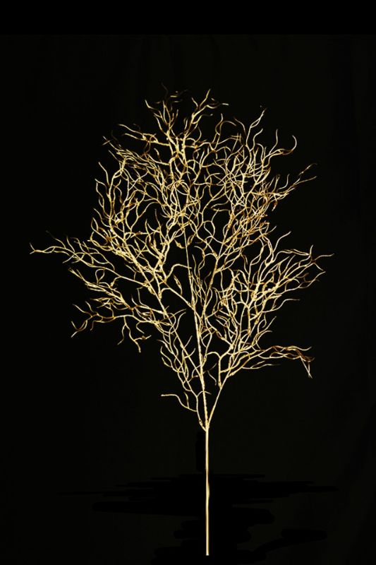 Artificial Curly Willow Branch - Gold - Set of 4