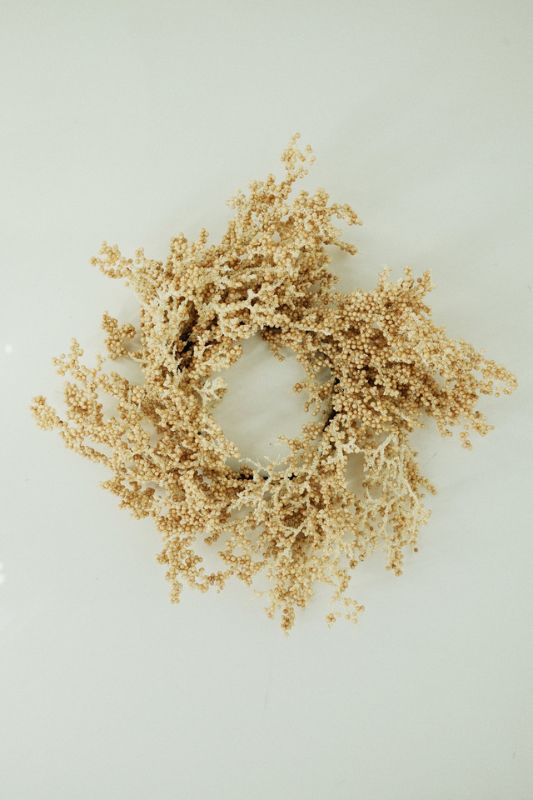 Artificial Fine Cluster Berry Wreath - Champagne